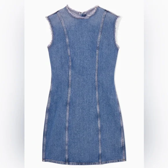 cos dress denim A-LINE DENIM MIDI DRESS - INDIGO